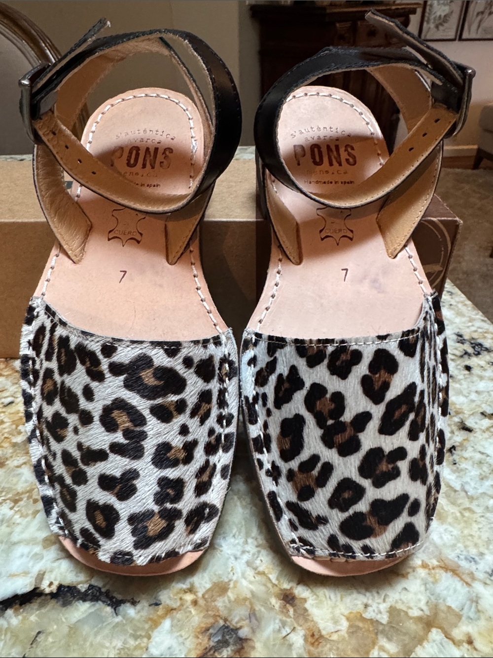 Leopard Print and Black Ankle-Strap Women's Sandal
